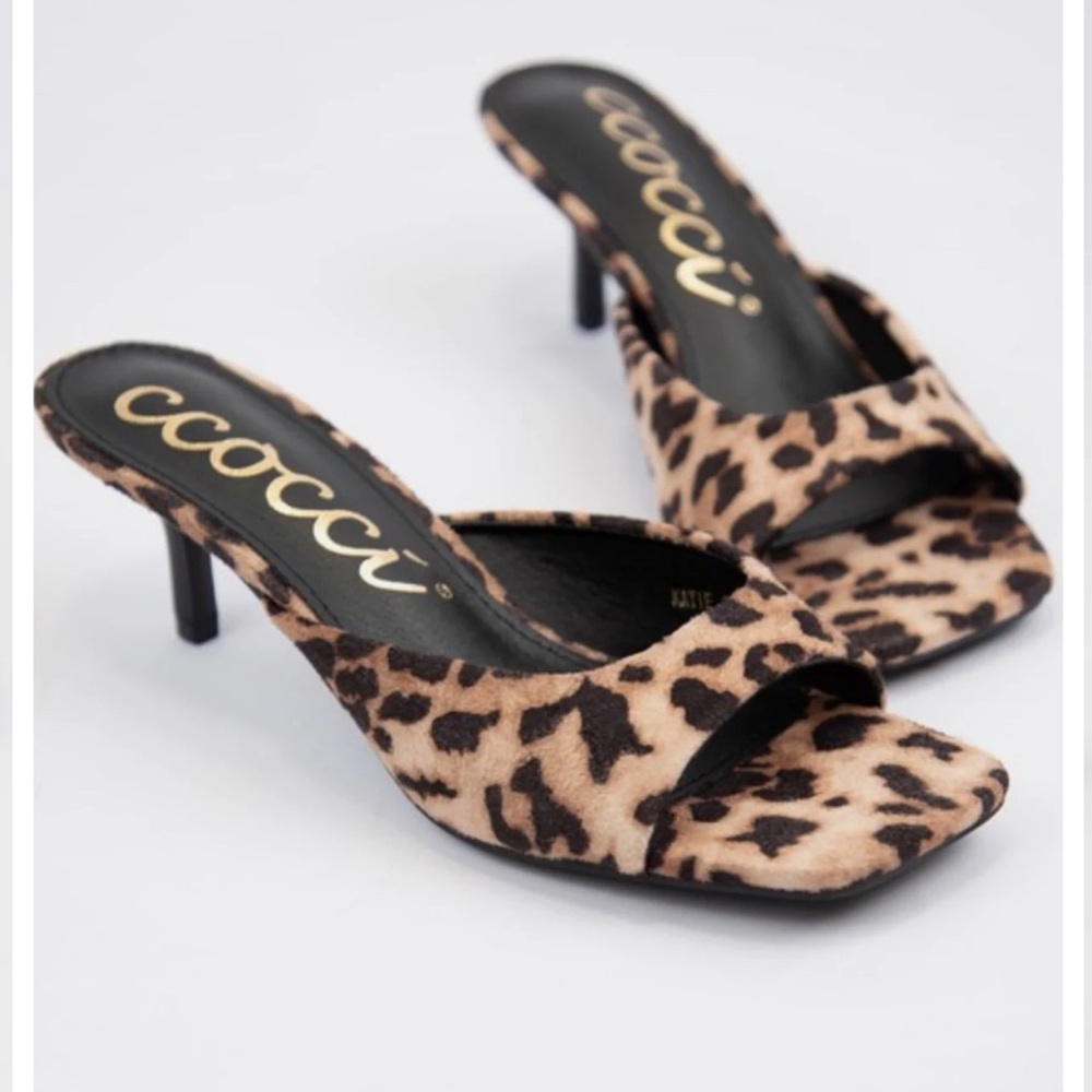 Paper Doll Leopard Print Heeled Mules
